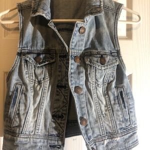 American Eagle AE Denim Jean Vest Distressed